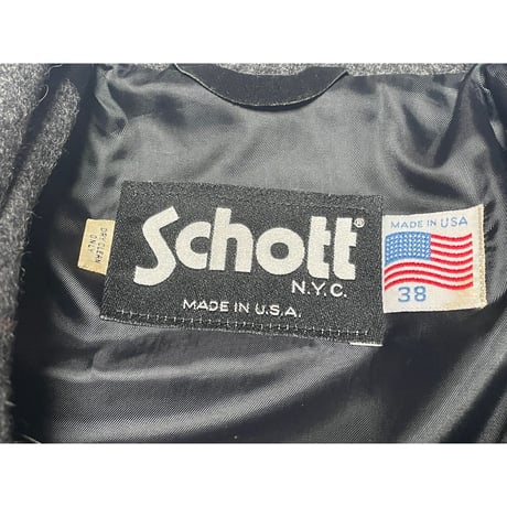 MADE IN USA製 SCHOTT ウール襟付きシングルライダースジャケット チャコールグレー 38サイズ