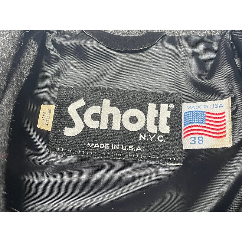 MADE IN USA製 SCHOTT ウール襟付きシングルライダースジャケット 