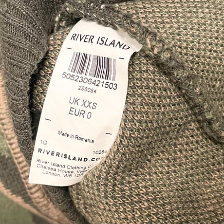 MADE IN ROMANIA製 RIVER ISLAND クルーネックコットンアクリルセーター 迷彩 XSサイズ