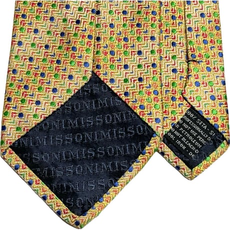 MADE IN ITALY製 MISSONI ドット柄シルクネクタイ イエロー