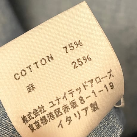 【UNITED ARROWS取り扱い】MADE IN ITALY製 Salvatore Piccolo 長袖コットンリネンシャンブレーシャツ ライトインディゴ Sサイズ