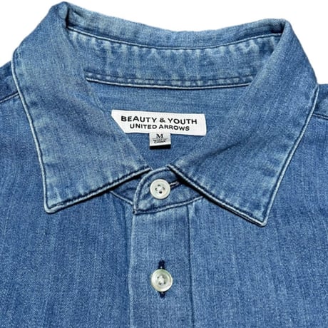 BEAUTY&YOUTH UNITED ARROWS 長袖デニムシャツ ライトインディゴ Mサイズ