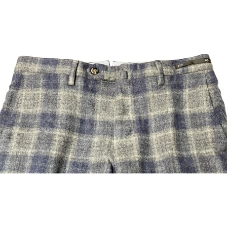 MADE IN ROMANIA製 PT01 Fulham Rd. SLIM FIT チェック柄ヴァージンウールスラックス グレー×ネイビー 46サイズ