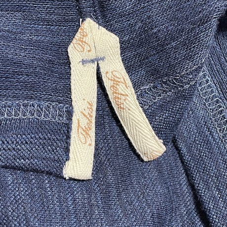 MADE IN ITALY製 Felisi 長袖ボタンダウンウールコットンニットシャツ ネイビー Mサイズ