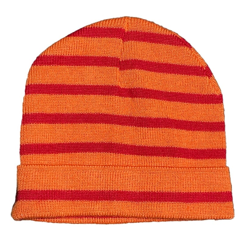Lamrof ニット帽 赤とオレンジ MADE IN FRANCE製 Le minor ボーダーニット帽 オレンジ×レッド | Ul