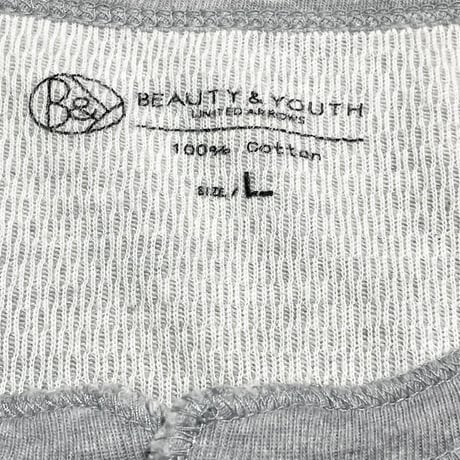 BEAUTY & YOUTH UNITED ARROWS ヘンリーネック半袖Tシャツ グレー Lサイズ