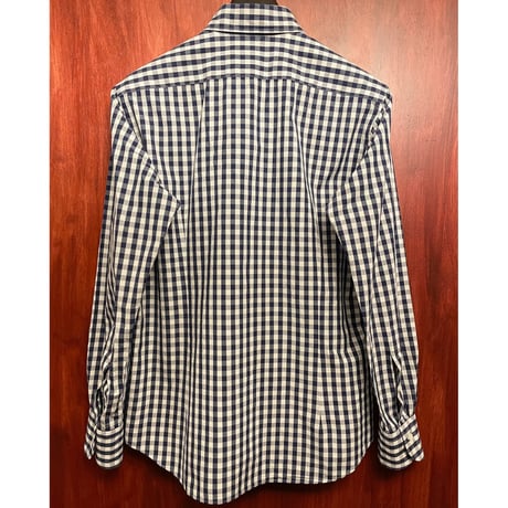 MADE IN JAPAN製 134 KAMAKURA Maker's Shirt 鎌倉 ギンガムチェック柄長袖シャツ ネイビー Mサイズ
