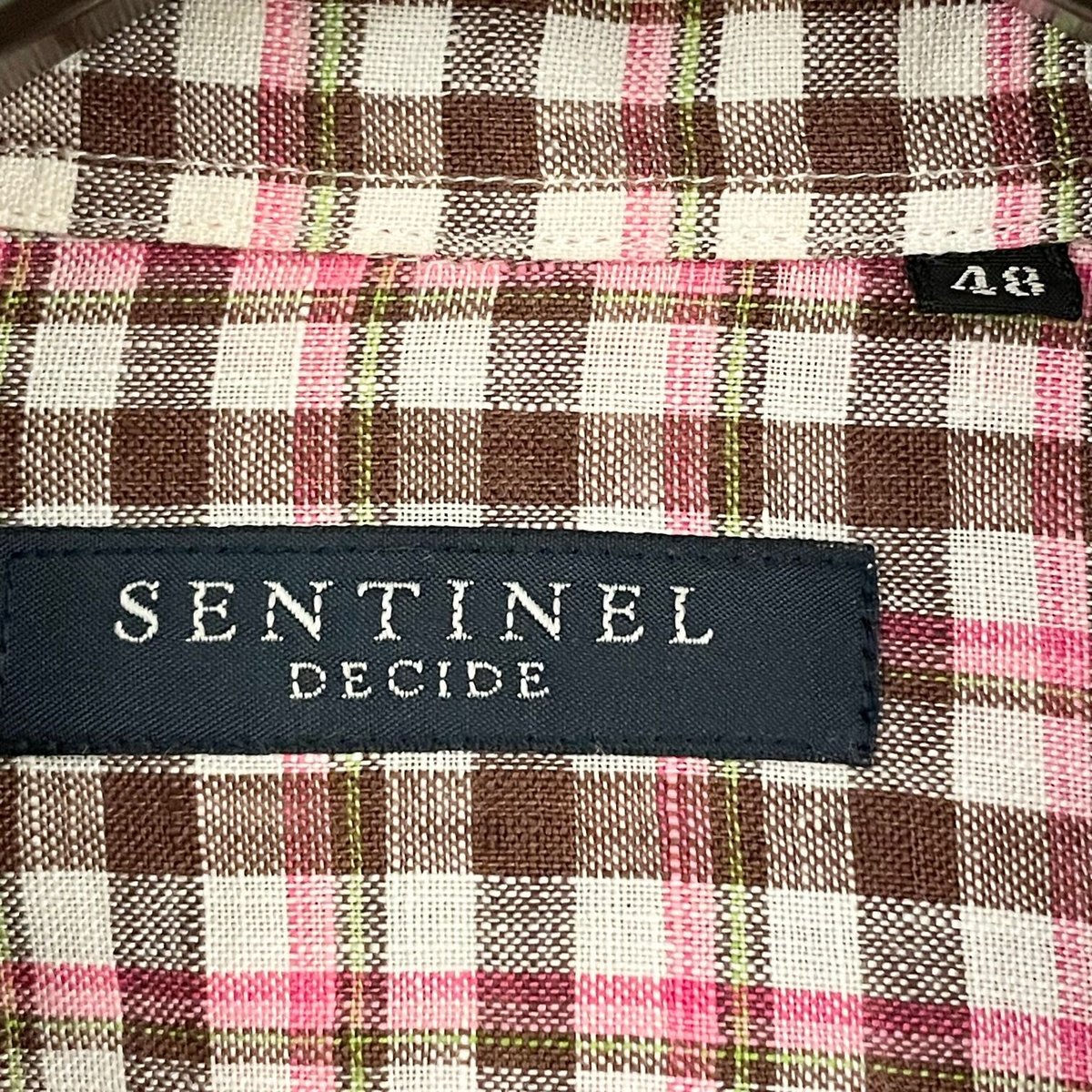 MADE IN JAPAN製 SENTINEL DECIDE 長袖チェック柄リネンシャツ ブラ