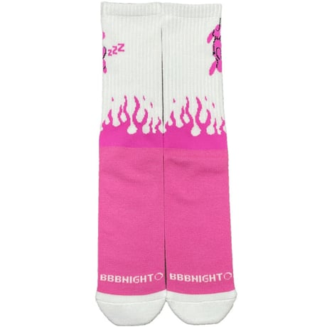★新品★ MADE IN JAPAN製 BBB NIGHT チューブソックス ホワイト×ピンク Fサイズ ユニセックス着用可能