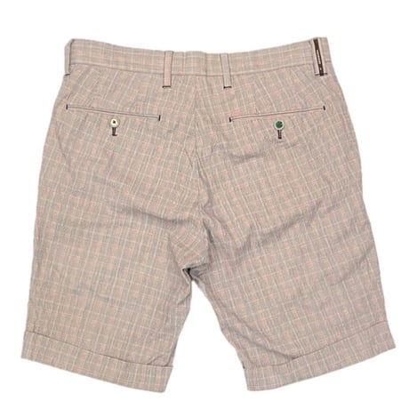 MADE IN ROMANIA製 PT TORINO BERMUDA チェック柄ハーフパンツ グレー×レッド 44サイズ