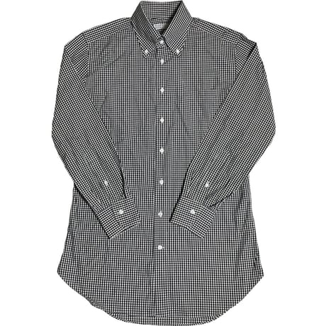 MADE IN JAPAN製 BARNEYS NEWYORK 長袖ボタンダウンギンガムチェックシャツ ブラック 40-87サイズ