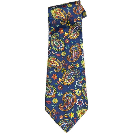MADE IN ITALY製 ETRO ペイズリー柄シルクネクタイ ネイビー