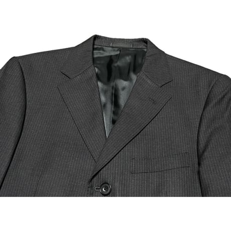 ▲訳あり商品▲ MADE IN JAPAN製 BURBERRY BLACK LABEL 3ピースストライプスーツ チャコールグレー 42L