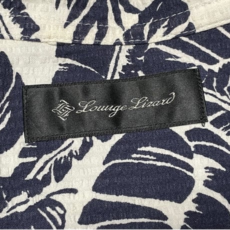 LOUNGE LIZARD シアサッカー生地アロハシャツ ホワイト×ネイビー 3/Lサイズ