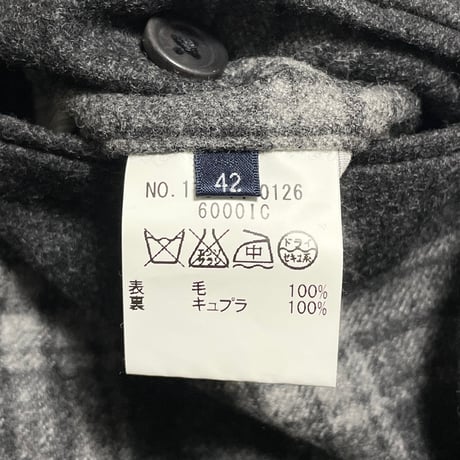MADE IN JAPAN製 SHIPS VITALE BARBERIS CANONICO SUPER 100's チェック柄ウールスラックス グレー 42サイズ