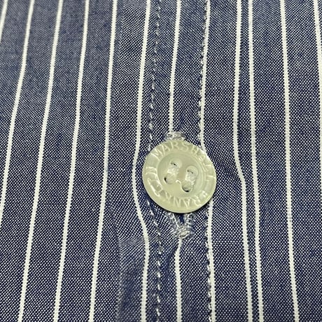 MADE IN ITALY製 FRANKLIN MARSHALL SLIM FIT 長袖ストライプシャツ ダンガリー Sサイズ