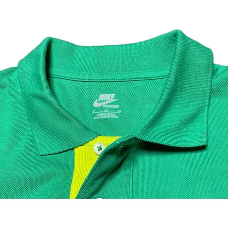 NIKE スニーカーロゴ半袖鹿の子ポロシャツ グリーン Mサイズ