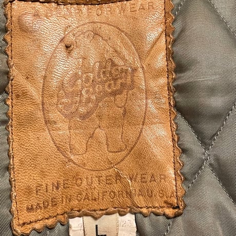 MADE IN USA製 80s～90s Golden Bear 革タグ 袖レザースタジアムジャケット ブラック Lサイズ
