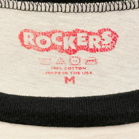 MADE IN USA製 ROCKERS NYC プリント長袖ラグランTシャツ ホワイト×ブラック Mサイズ