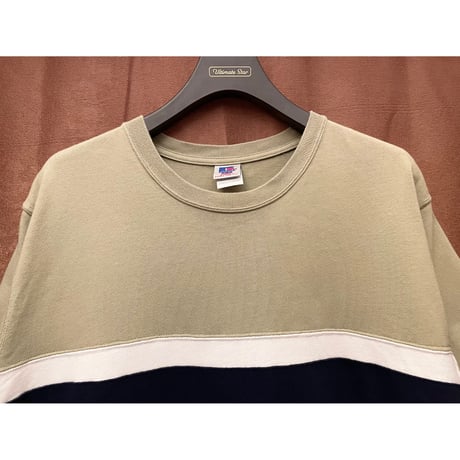 JOURNAL STANDARD × RUSSELL ATHLETIC PRO Cotton ボーダー切り替えTシャツ カーキ Mサイズ