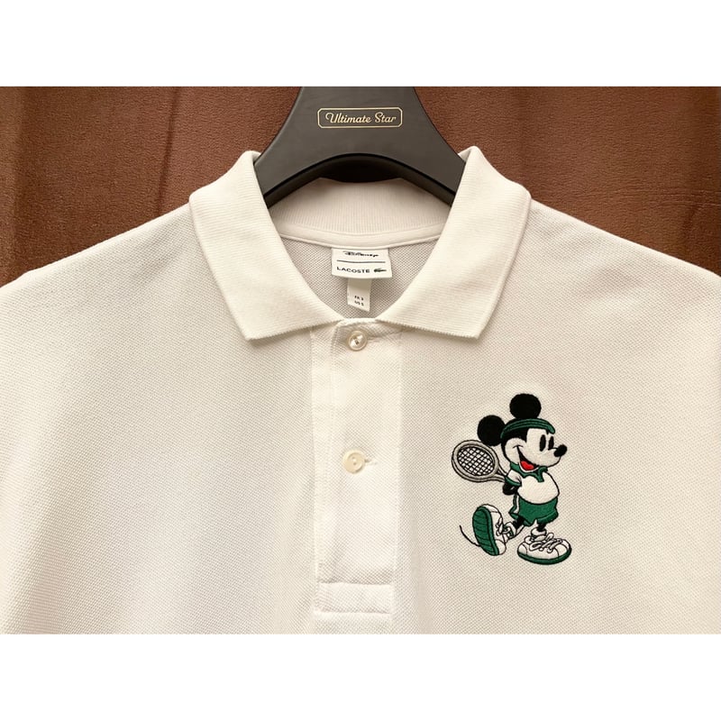 LACOSTE × DISNEY MICKEY MOUSE 刺繍入り半袖鹿の子ポロシャツ