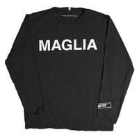 ★新品★ MADE IN ITALY製 MAGLIA 2025年AWモデル L-2814B ロゴプリント クルーネック長袖Tシャツ ブラック M～XLサイズ