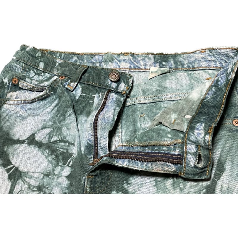 Levi's 505 リメイク品 タイダイ染めハーフパンツ ライトインディゴ
