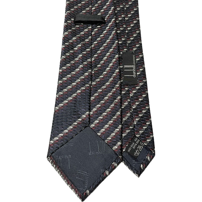 美品 ダンヒル ネクタイ シルク レジメンタルストライプ ブロックチェック柄 シャドーペイズリーレジメンタルストライプ柄シルクネクタイ