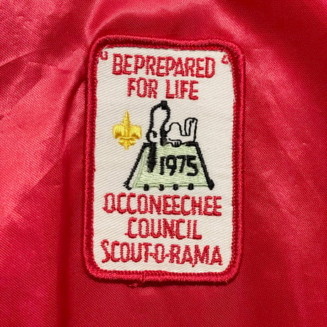 MADE IN USA製 80s～90s Cardinal × PEANUTS SNOOPY ナイロンサテンスタジアムジャケット レッド Mサイズ