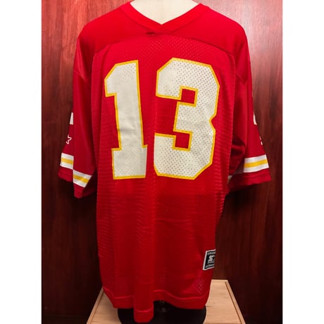 ☆タグ付き新古品☆ MADE IN KOREA製 90s STARTER × NFL KANSAS CITY CHIEFS Steve Bono モデル フットボールジャージ レッド 48サイズ