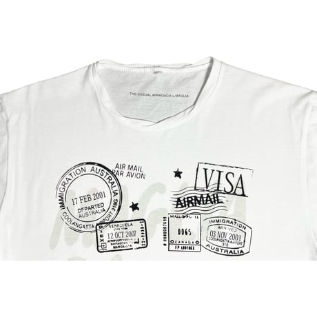 ★新品★ MADE IN ITALY製 MAGLIA 2024年SSモデル 「VIAGGIO」 ロゴプリント クルーネックTシャツ ホワイト S～Lサイズ