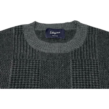 ▲訳あり商品▲ EDIFICE Lelegance ブロックチェック柄ウールアンゴラセーター チャコールグレー 46サイズ