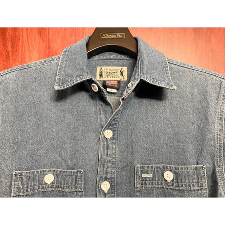 MADE IN USA製 CLASSIC OLD WEST STYLES 長袖デニムシャツ インディゴ Mサイズ
