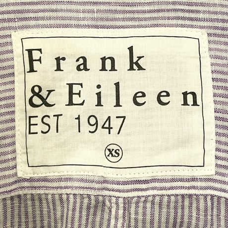 【サザビーリーグ 取り扱い】 MADE IN USA製 Frank & Eileeen ストライプ柄 長袖リネンシャツ パープル XSサイズ