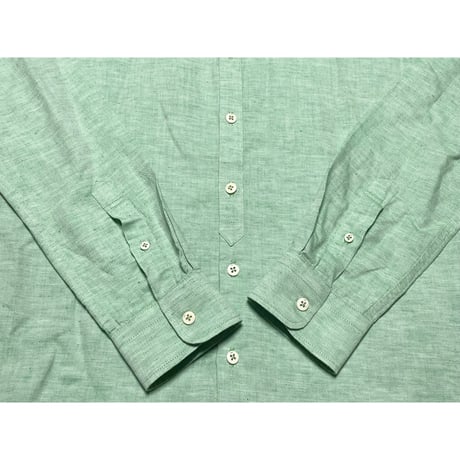MADE IN PORTUGAL製 DENHAM 長袖コットンリネンシャツ グリーン Sサイズ