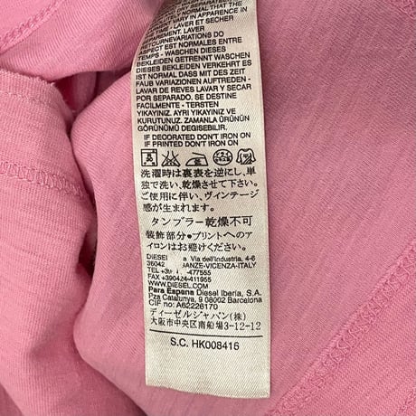 DIESEL VネックTシャツ ピンク XSサイズ