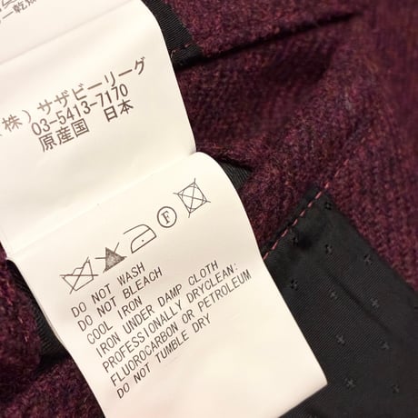 【サザビーリーグ 取り扱い】 MADE IN JAPAN製 J.SABATINO ウールチェスターコート パープル 1サイズ