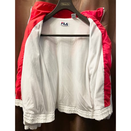 FILA フルジップナイロンジャケット ホワイト×レッド×ネイビー 8サイズ