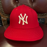 激レア MADE IN USA製 NEW ERA × NEW YORK YANKEES 59FIFTY AT 50 50周年記念モデル ウールベースボールキャップ レッド 7-1/2 59.6cm