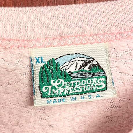 MADE IN USA製 OUTDOOR IMPRESSIONS The White House 切り替えスウェットトレーナー ピンク×ホワイト×グレー XLサイズ