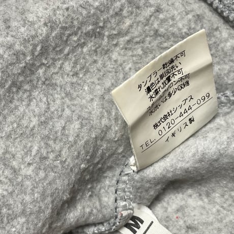 【SHIPS取り扱い】MADE IN UK製 Collect London 裏起毛フルジップパーカー グレー Mサイズ