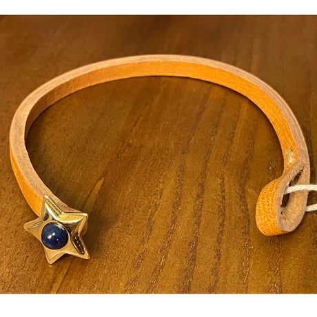 ★新品★ MADE IN ITALY製 TULSI STELLA OG LAPIS ラピスラズリ×イエローゴールド ハンドメイドレザーブレスレット ナチュラル Sサイズ