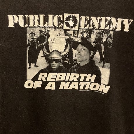 MADE IN MEXICO製 PUBLIC ENEMY「REBIRTH OF A NATION」CINDER BLOCKボディ ラップTシャツ ブラック Sサイズ
