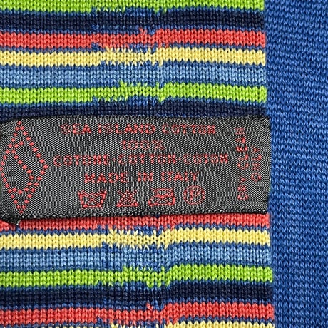 希少 MADE IN ITALY製 SEA ISLAND COTTON ボーダー柄 ニットネクタイ マルチカラー