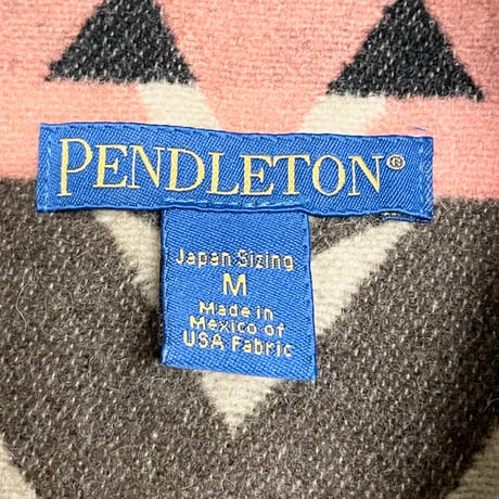 MADE IN MEXICO製 PENDLETON フード付きフルジップウールベスト ピンク×ベージュ Mサイズ