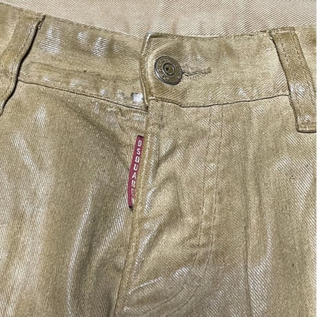 MADE IN ITALY製 DSQUARED2 コーティング加工コットンパンツ ベージュ 46サイズ