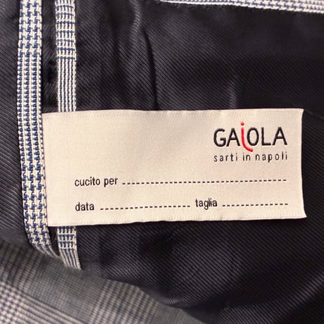 ▲訳あり商品▲ MADE IN ITALY製 GAiOLA sarti in napoli グレンチェック柄 コットンリネンテーラードジャケット ブルー×ホワイト 46サイズ
