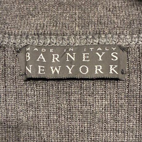 MADE IN ITALY製 BARNEYS NEWYORK ヘンリーネックメリノウールセーター チャコールグレー 50サイズ