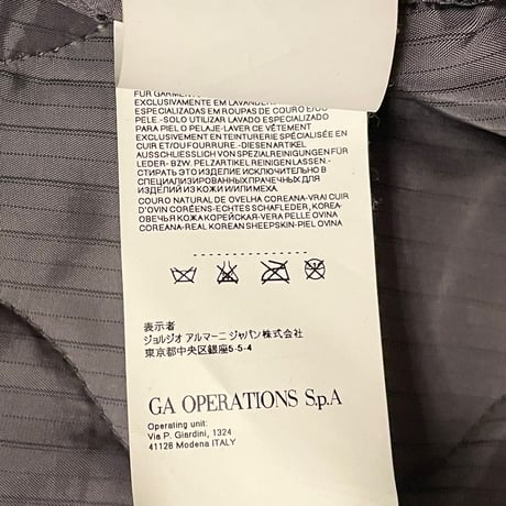 タグ付き ARMANI JEANS ラムレザーコンビスタジアムジャケット チャコールグレー×ブラック 46サイズ