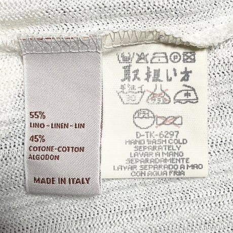MADE IN ITALY製 Ermenegildo Zegna 半袖リネンコットンシャツ 生成り XS/46サイズ